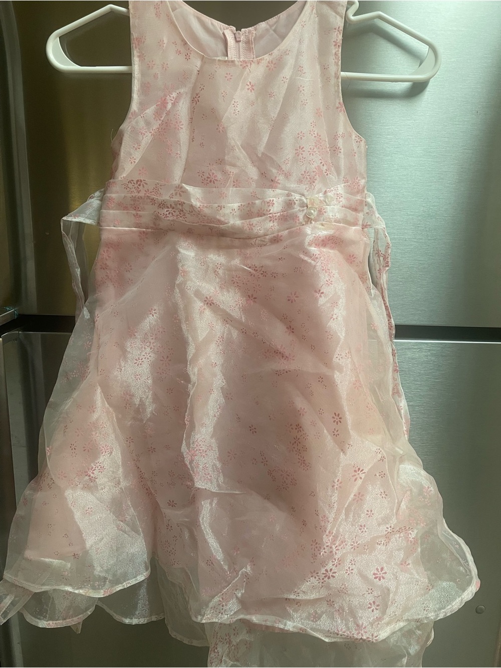 Girls' Pink Floral Organza Party Dress